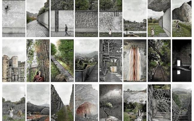 Imágenes de la propuesta de Óscar Cruz para crear un cementerio en la cantera de Rezola. Foto: N.G.