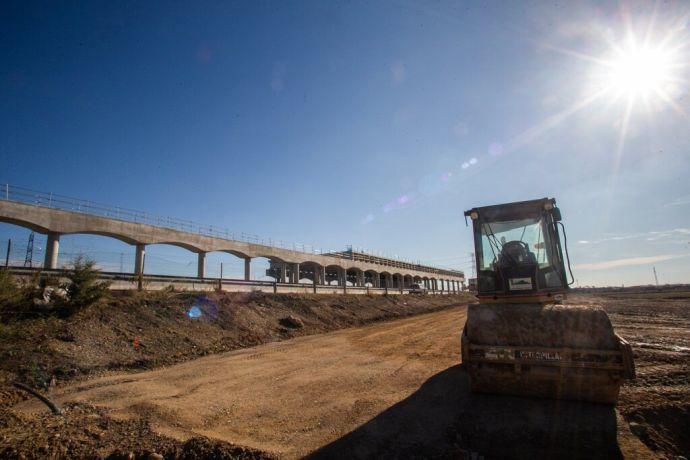 Obras del TAV a su paso por Marcilla