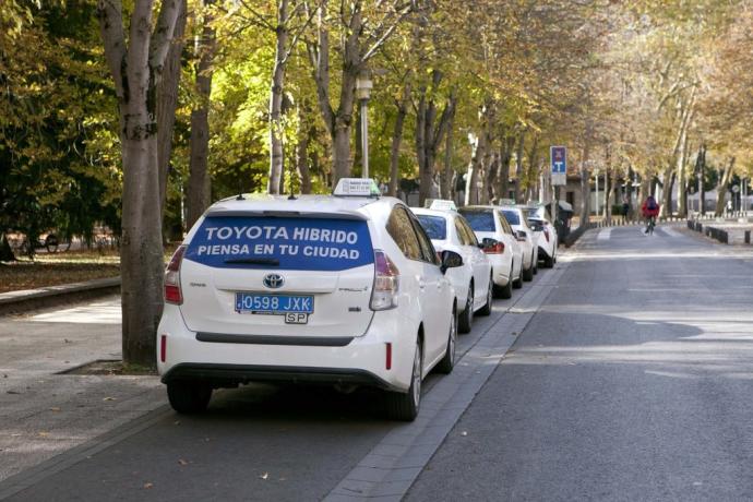 Taxis en una parada de Vitoria