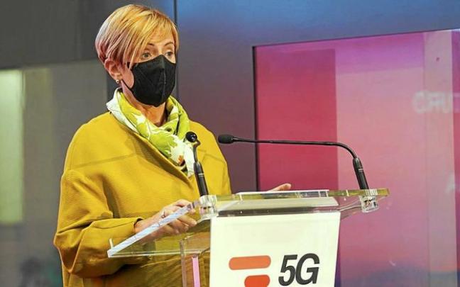 La consejera Arantxa Tapia, durante el acto. Foto: 5G Euskadi La consejera Arantxa Tapia, durante el acto. Foto: 5G Euskadi