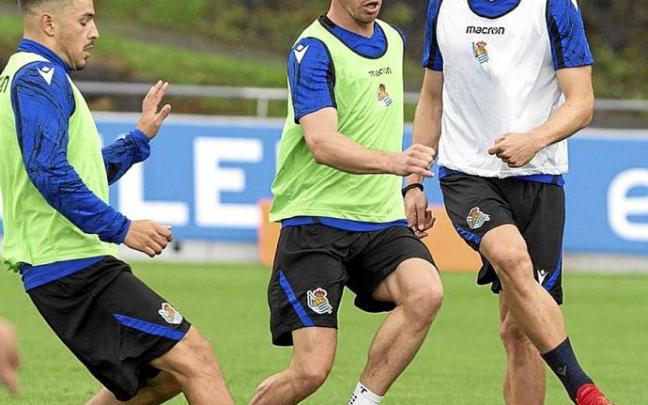 Illarramendi y Aritz, durante el entrenamiento del pasado martes.
