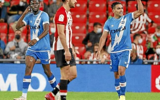 Falcao celebra uno de sus goles contra el Athletic. Foto: Borja Guerrero