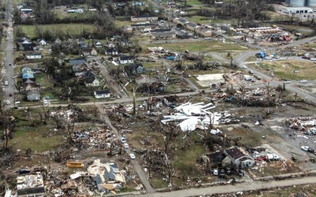 La localidad de Mayfield, en Kentucky, ha quedado totalmente arrasada La localidad de Mayfield, en Kentucky, ha quedado totalmente arrasada