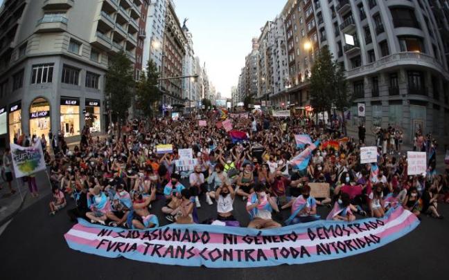 Imagen de archivo de una manifestación en defensa del colectivo trans. Imagen de archivo de una manifestación en defensa del colectivo trans.
