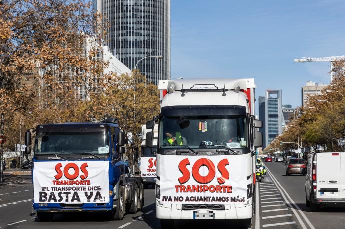 Movilización de los transportistas esta semana en Madrid