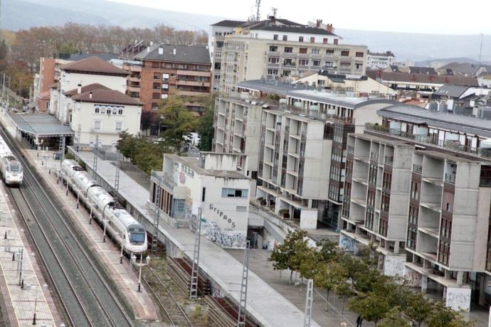 Vista aérea de la estación de tren.