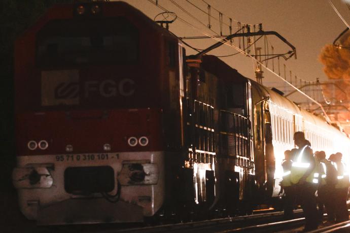 Imagen de la locomotora de mercancías que ha envestido al tren de cercanías.