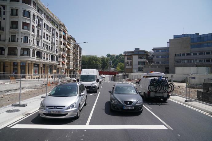 Carretera de Iztueta, con sus tres carriles en funcionamiento.