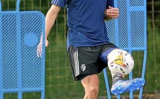 Ante Budimir, en una sesión de entrenamiento la semana pasada en Tajonar.