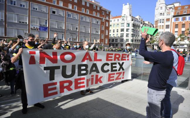 Protesta de los trabajadores de Tubacex. Protesta de los trabajadores de Tubacex.
