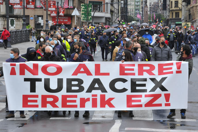 Protesta de los trabajadores de Tubacex.