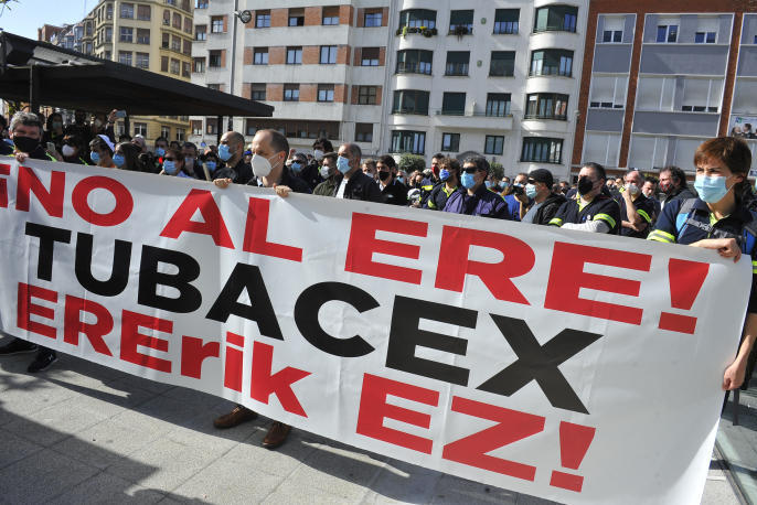 Una movilización de los trabajadores de Tubacex durante la huelga