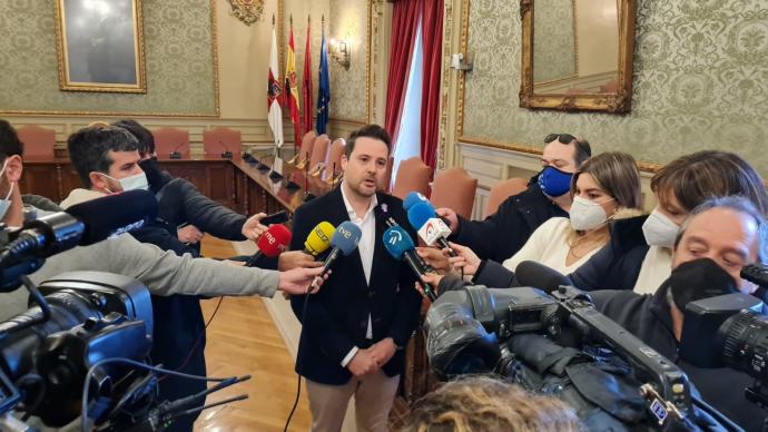 El alcalde Toquero, este miércoles por la mañana en el Ayuntamiento de Tudela.