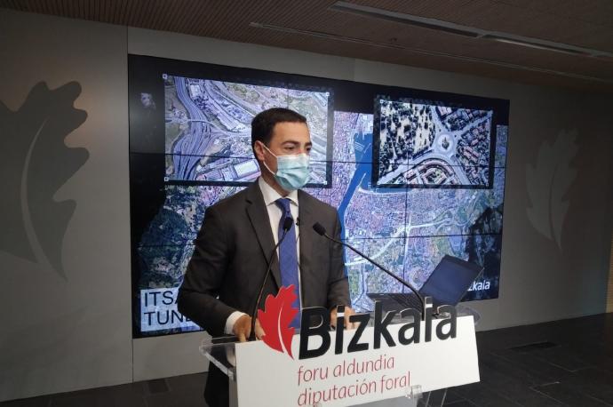 Imanol Pradales ha presentado hoy los enlaces del túnel bajo la ría en Artaza y Sestao