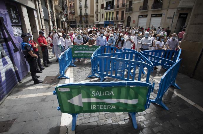 Contro del acceso a la Plaza del Ayuntamiento el 6 de julio del año pasado