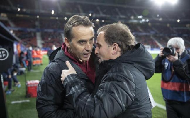 Arrasate saluda a Lopetegui