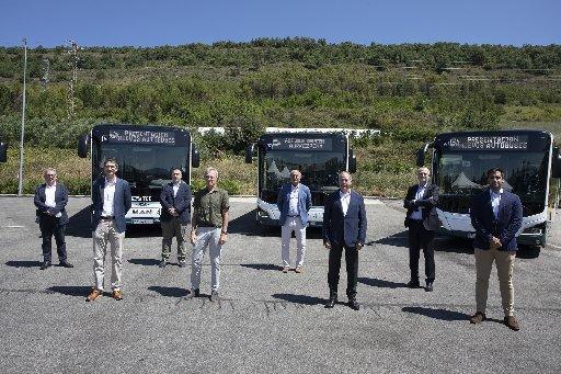 Presentación esta mañana de los nuevos autobuses.