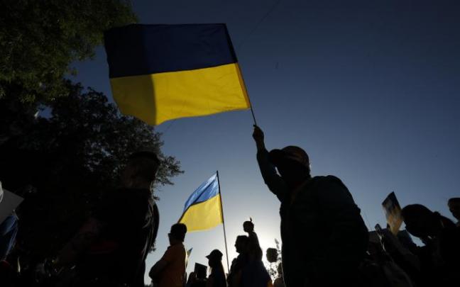 Manifestación en contra de la invasión rusa en Ucrania.