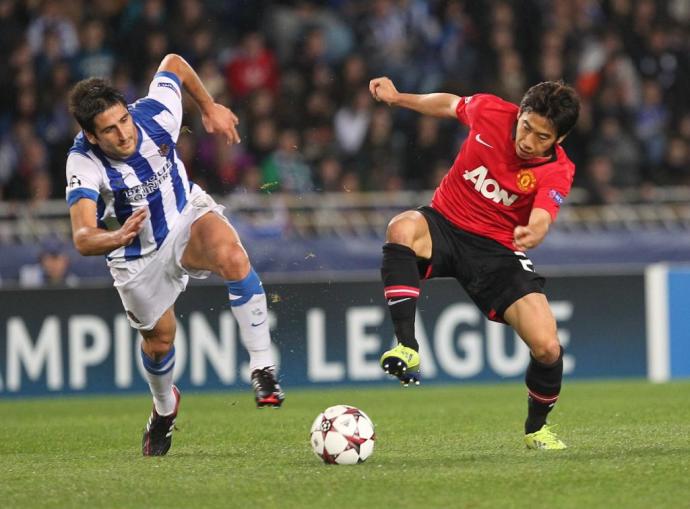 Markel Bergara, ante el Manchester United durante la edición 2013-14 de la Champions.