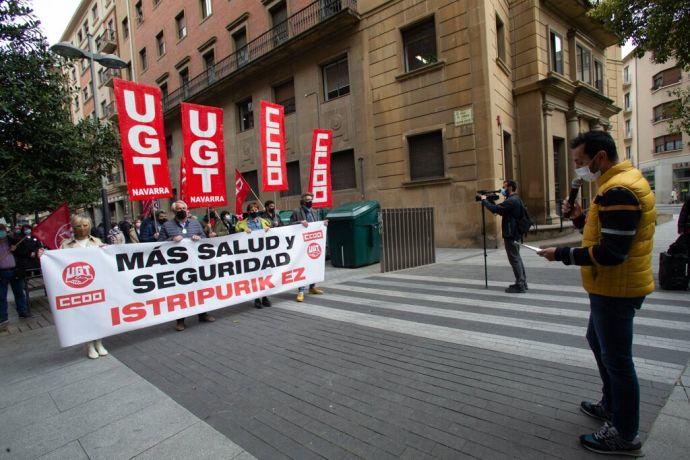 Una protesta de UGT y CCOO, en el Día Internacional de la Salud y la Seguridad Laboral de 2021.