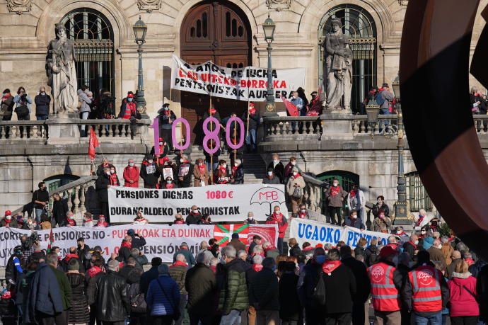 Una manifestación celebrada en enero por los pensionistas vascos.