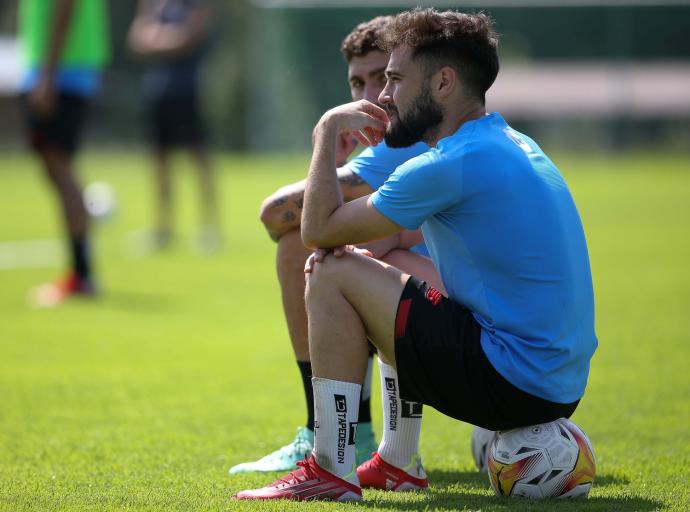 Unai López, en un entrenamiento durante la concentración en Suiza.