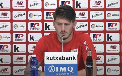 Unai Vencedor, durante la rueda de prensa. Unai Vencedor, durante la rueda de prensa.
