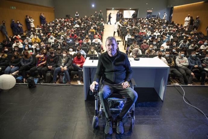 Juan Carlos Unzué, instantes antes de comenzar la charla en Salesianos.