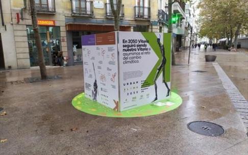 Cubo de Urban Klima 2050 en el centro de Gasteiz