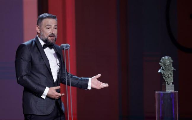 Urko Olazabal, al recibir el Goya al mejor actor de reparto.