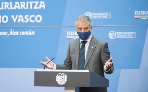 Urkullu durante una comparecencia en Lehendakaritza.