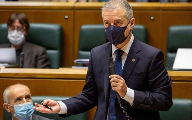 El lehendakari, en el Parlamento vasco este viernes.