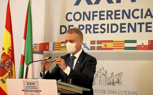 El lehendakari Iñigo Urkullu compareció al término de la reunión de trabajo de la XXIV Conferencia de Presidentes celebrada el pasado mes de julio en Salamanca. Foto: Efe