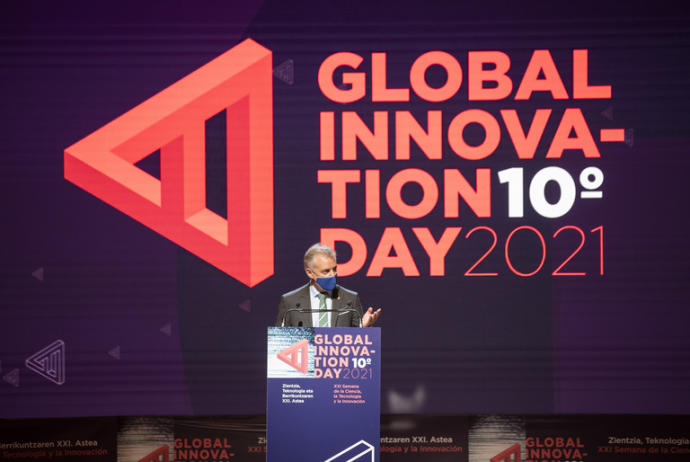 El lehendakari Urkullu, durante su intervención en el Global Innovation Day