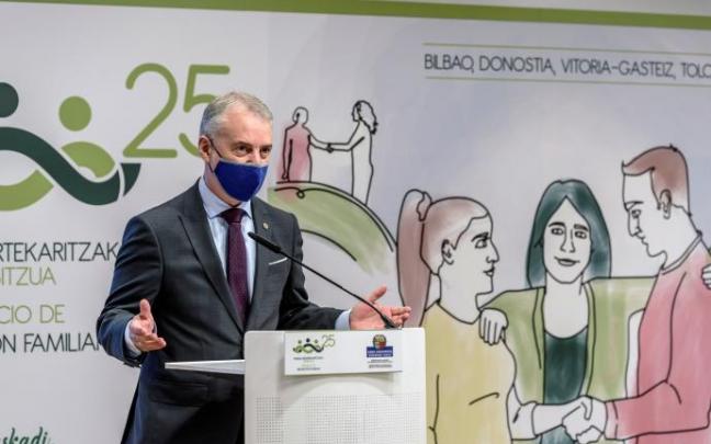 Urkullu, durante el acto con motivo del XXV aniversario de la creación del Servicio Vasco de Mediación Familiar.