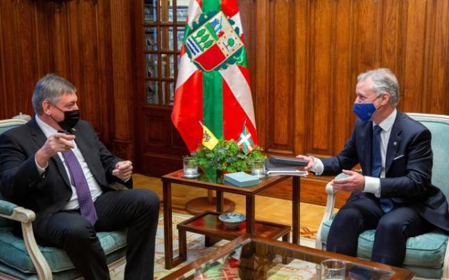 Urkullu, este lunes junto al ministro-presidente de Flandes, Jan Jambon.