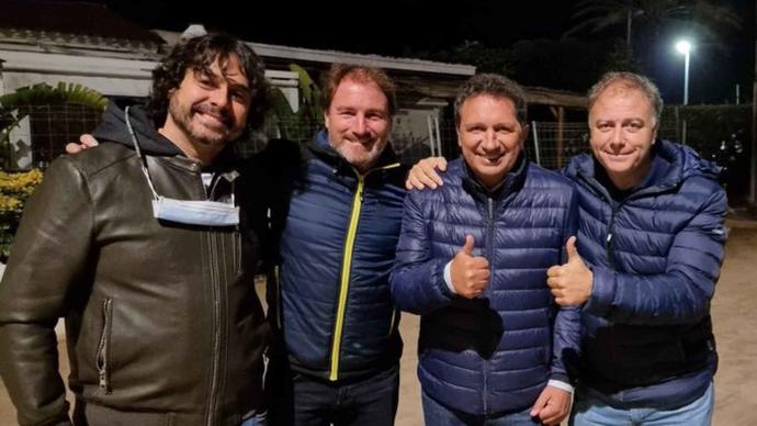 Eusebio Sacristán, acompañado por Juan Carlos Rodríguez, Pedro Crespo y Diego de la Torre