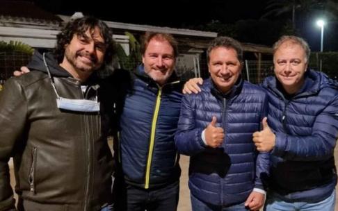 Eusebio Sacristán, acompañado por Juan Carlos Rodríguez, Pedro Crespo y Diego de la Torre