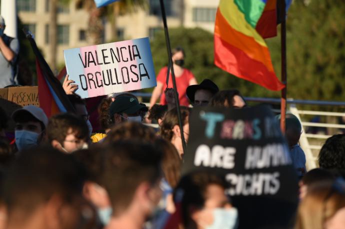 Manifestación convocada por el Día Internacional del Orgullo LGTBI en Valencia.