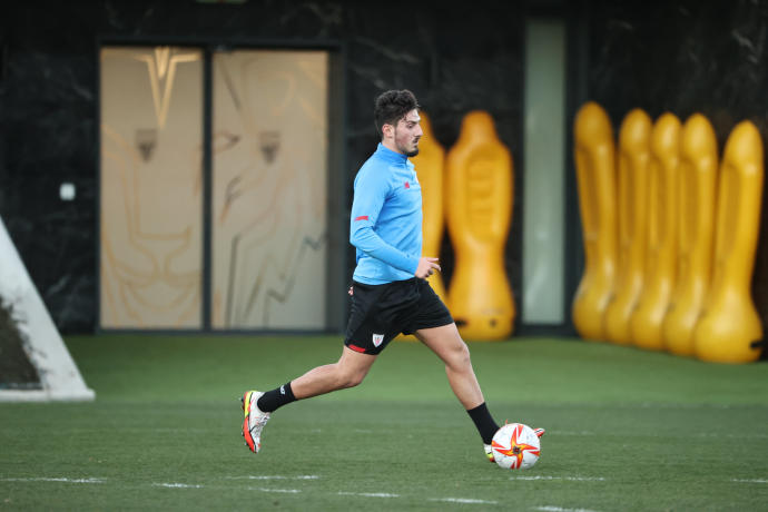 Unai Vencedor, durante un entrenamiento reciente en Lezama