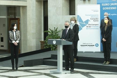 El lehendakari Iñigo Urkullu durante un acto con motivo del Dia Europeo de las Víctimas del Terrorismo