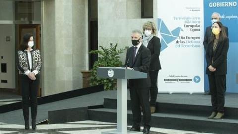 El lehendakari Iñigo Urkullu durante un acto con motivo del Dia Europeo de las Víctimas del Terrorismo