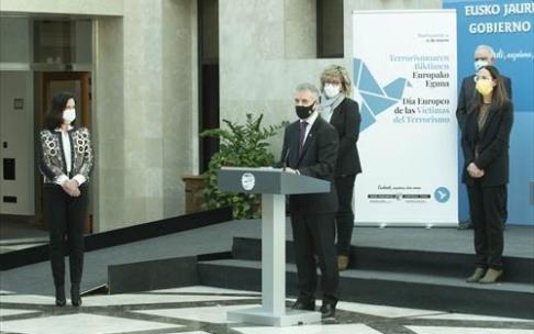 El lehendakari Iñigo Urkullu durante un acto con motivo del Dia Europeo de las Víctimas del Terrorismo