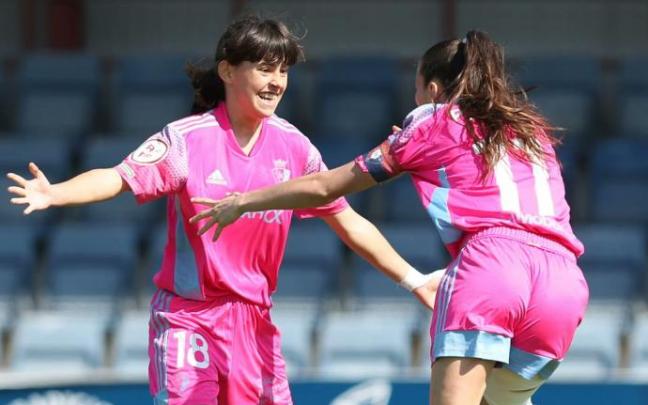Maitane Vilariño y Lorena Herrena celebran uno de los dos goles. Maitane Vilariño y Lorena Herrena celebran uno de los dos goles.