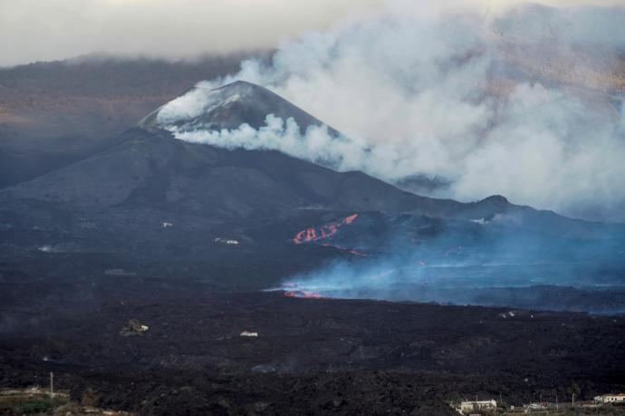 Vista de la erupción del volcán de La Palma