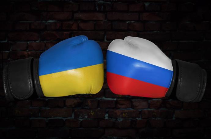 Representación de la lucha entre Ucrania y Rusia.