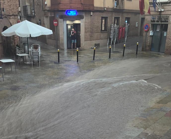 Efectos en Cascante de la tormenta que ha descargado sobre Tudela y la Ribera