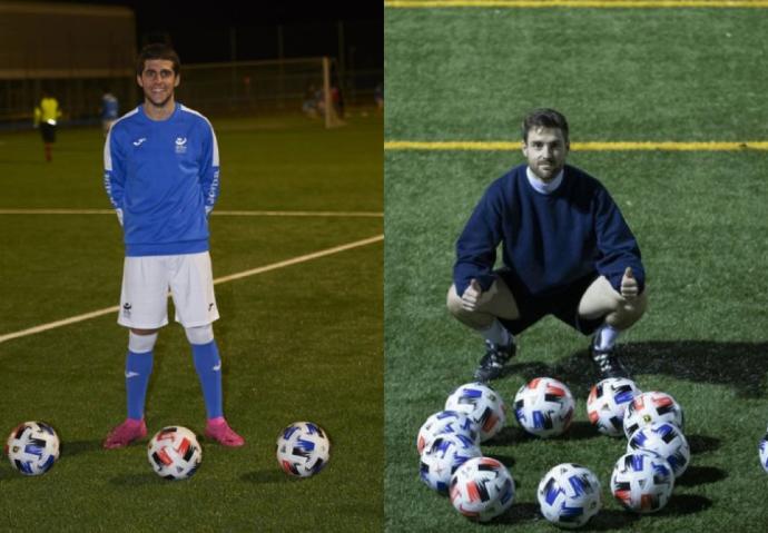 Julen Pavón y Ander Iriguíbel posan para unas entrevistas de la temporada pasada.