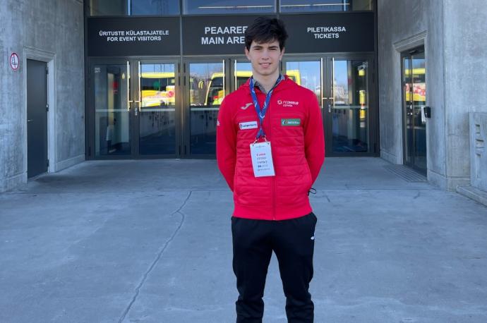 Euken Alberdi, en la sede del Mundial junior, en Tallin.