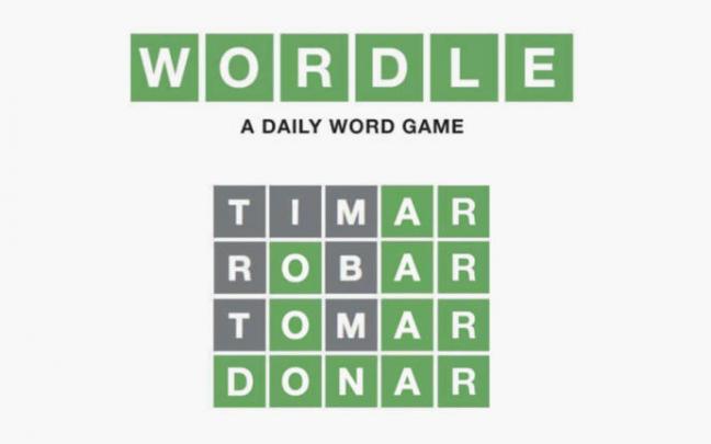El juego para móviles Wordle. El juego para móviles Wordle.